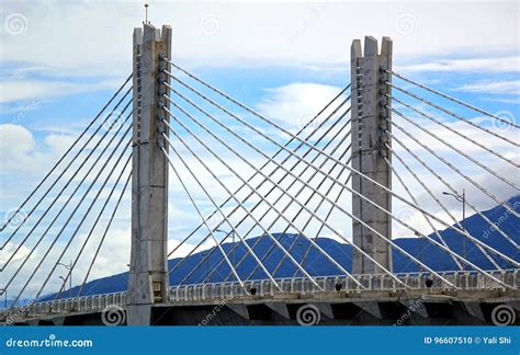 Cable Stayed Bridge with Two Pylons Stock Photo - Image of concrete ...