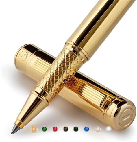 Scriveiner Gold Rollerball Pen - Stunning Luxury Pen, Real Gold Plating ...