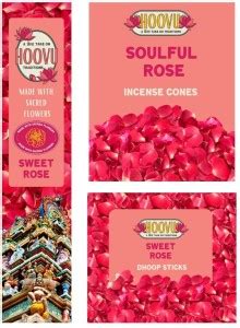 HOOVU Sweet Rose Fragrance set (Agarbattis + cones sticks + Dhoop stick ...