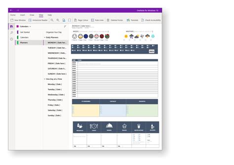 Image result for Weekly Calendar for OneNote