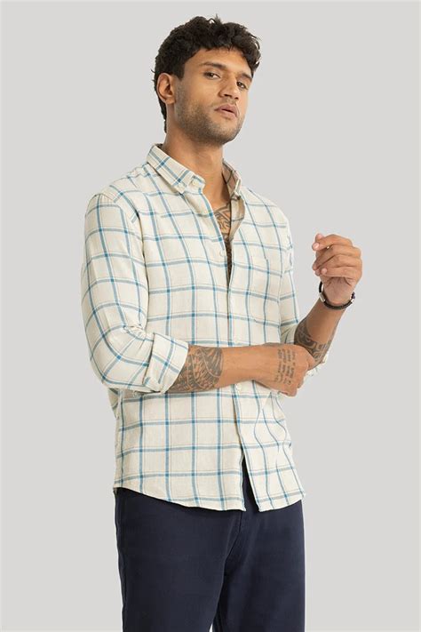 Buy Men's Scope Blue Checks Linen Shirt Online | Snitch – SNITCH