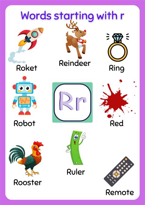 Free Printable words that start with R Worksheet - About Preschool