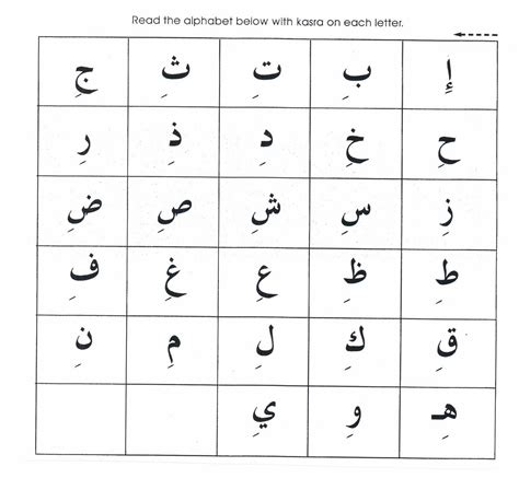 Arabic Alphabet Chart Printable - We Love Printables