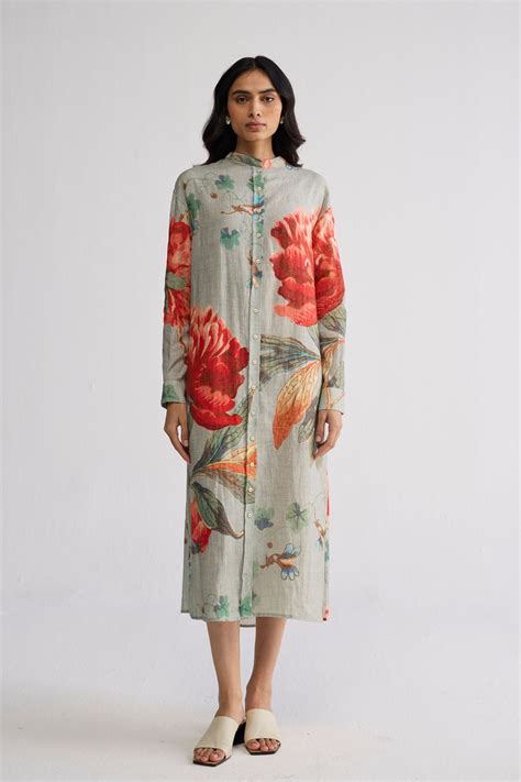 Yam India - Cabbage Linen Shirt Dress - Elahe