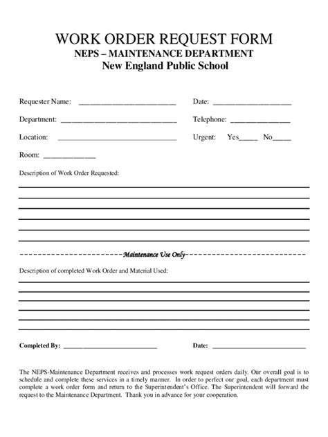 Fillable Online Work Order RequestPlanning and Campus Facilities ...