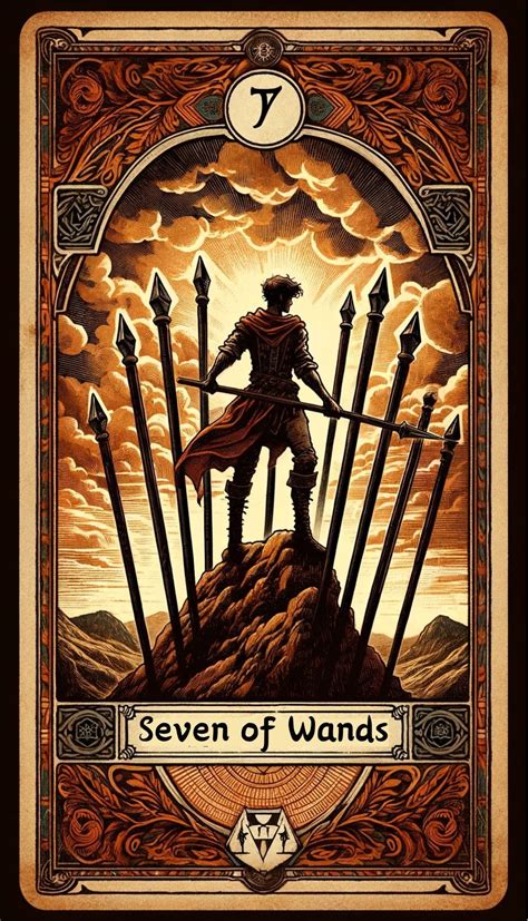 Seven Of Wands | Wands tarot, Tarot decks, Tarot spreads