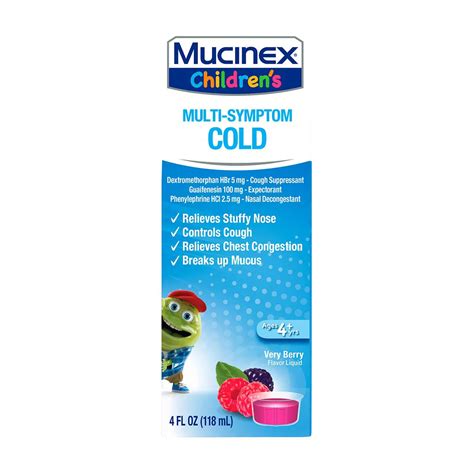 Buy Mucinex Children's Multi-Symptom Cold Liquid, Very Berry, 4 fl oz ...