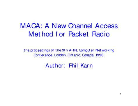 MACA: A New Channel Access Method for Packet Radio (1990) - Studocu