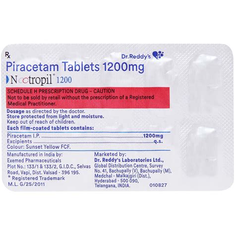 Nootropil 1200 Tablet 10's Price, Uses, Side Effects, Composition ...