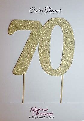 70 Cake Topper, Glitter, 70th Birthday, Number 70, Cupcake, Toppers ...