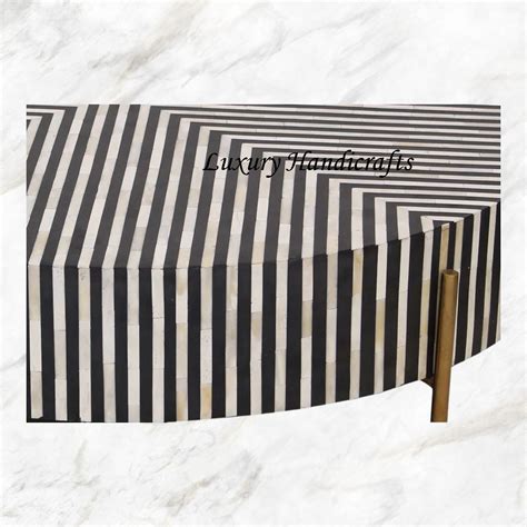 Stripe Bone Inlay Coffee Table Black – Luxury Handicrafts
