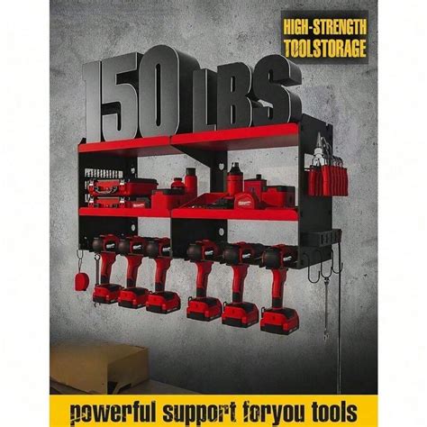 Power Tool Organizer With Charging Station, 6 Drill Holders Wall Mount ...