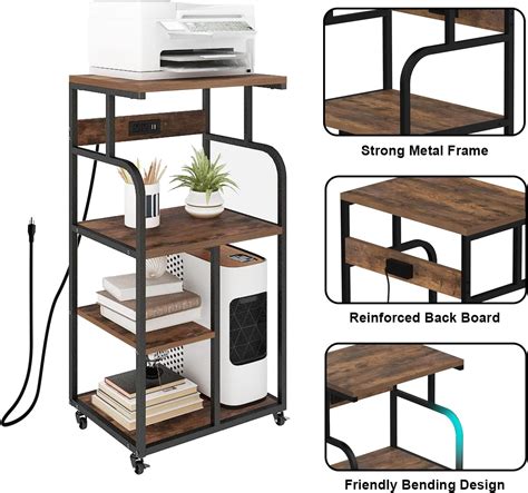 Buy VEDECASA Mobile High Printer Stand with Power Outlet Charging Plugs ...