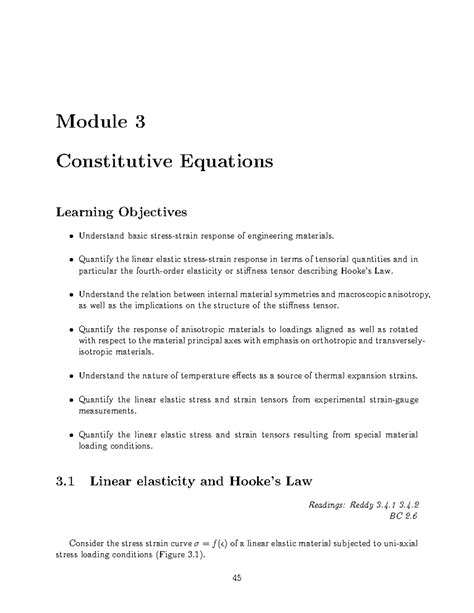 Constitutive Equations and Linear Elasticity - MIT Module 3 - Studocu
