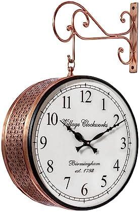 Buy Vintage Clock Brass Finish Metal Handcrafted Double Side Railway ...