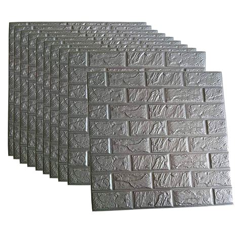 POPPAP 3D Foam Wall Panels Grey Color Peel and Stick Brick Wallpaper ...