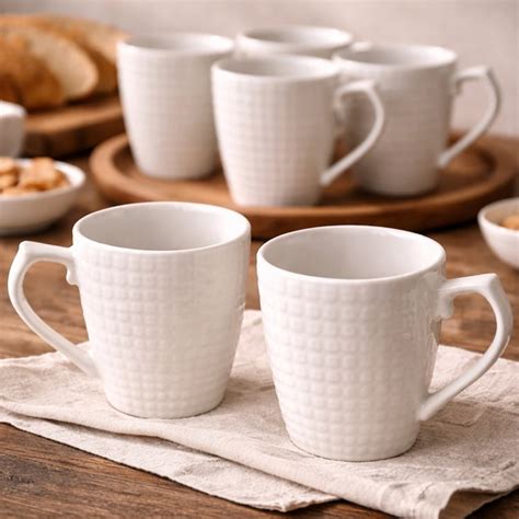 Buy HOMESAKE Set of 6 Porcelain Coffee Mugs - 355ml from Homesake at ...