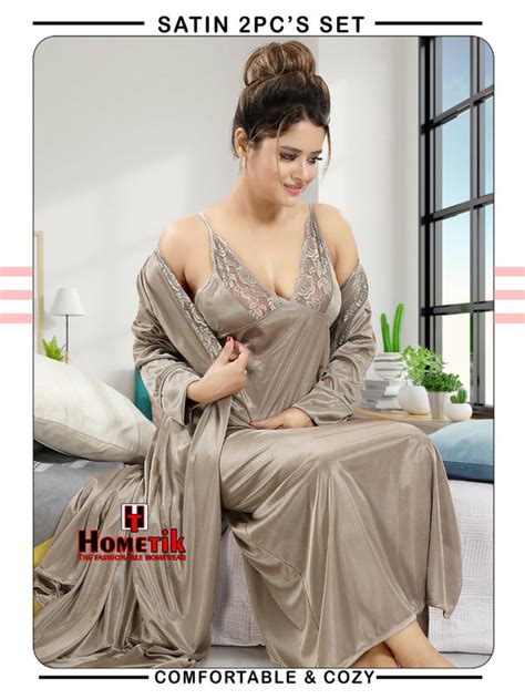 Brown Shade Satin 2Pc Sexy Night Wear for Women -FOF001NWB – www.soosi ...