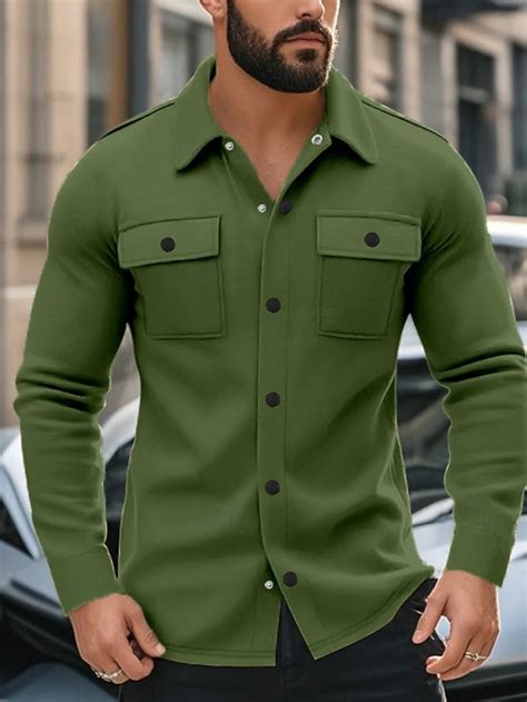 Hombre Chaqueta de camisa Chaqueta casual Vacaciones Diario Mantiene ...