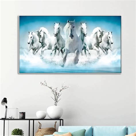 Eurotex Seven Running Horses, Canvas Printed, Painting For Drawing Roo ...