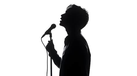 Silhouette of person and microphone in double exposure for events ...