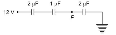 In the given circuit, the electric potential of point P will be