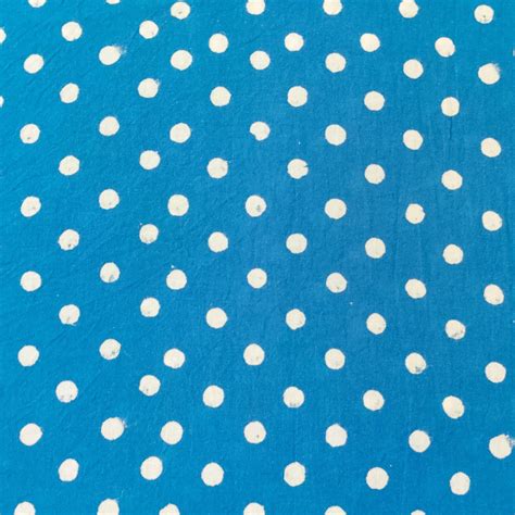 Pure Cotton Light Azure Dabu Polka Hand Block Print Fabric – Sanskruti