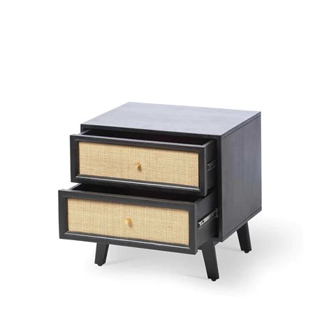 Ikanti Rattan Bedside Table | Mango Wood | Handwoven Cane | Chuk Chuk Villa