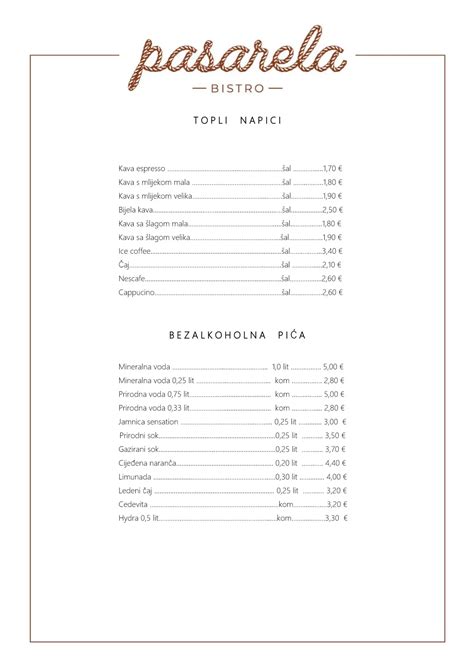 Bistro Menu - Pasarela Bistro