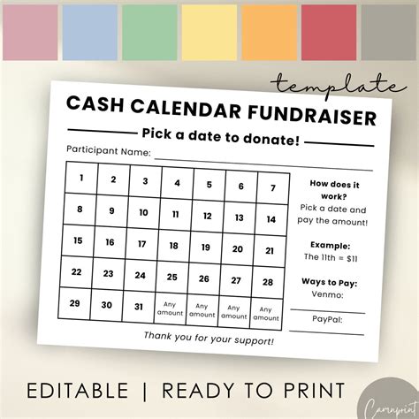 Calendar Fundraiser Template for Sports Fundraiser, Nonprofit ...