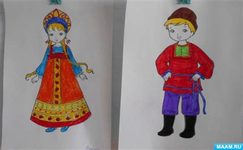 Как нарисовать русское народное платье карандашом поэтапно для детей