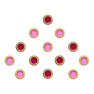 Comet Busters Round Hot Pink and Light Pink Bindi With Gold Beads ...