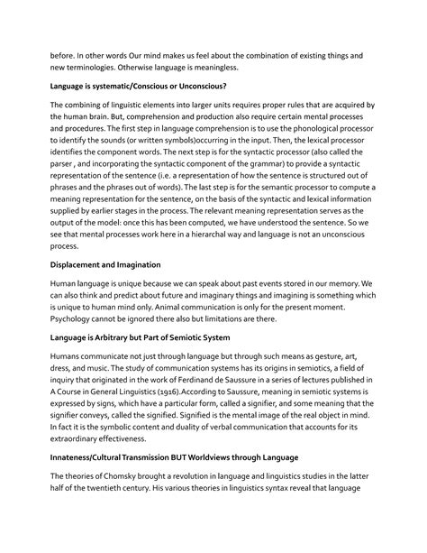 Features of Human Language:A Psycholinguistics Perspective | PDF