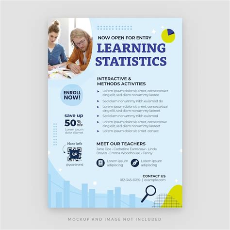 Statistics education flyer template in psd blue theme v2 | Premium PSD