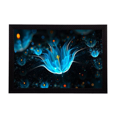 eCraftIndia 'Blue Neon Flowers' Satin Matt Texture UV Art Painting ...
