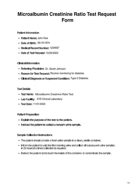Microalbumin Creatinine Ratio Test & Example | Free PDF Download
