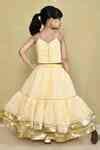 Buy Beige Cotton Gota Lace Tiered Lehenga Set For Girls by Samyukta ...