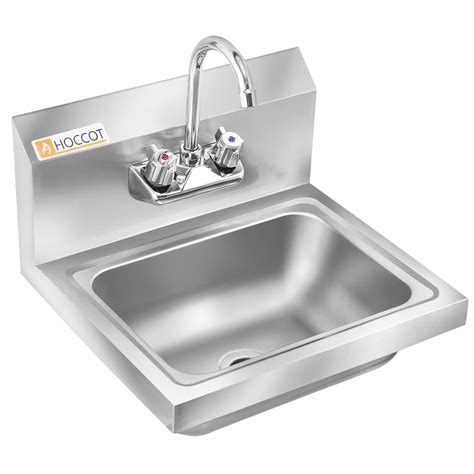 Commercial Stainless Steel Wall Mounted Sink with Backsplash, 17x15 in ...