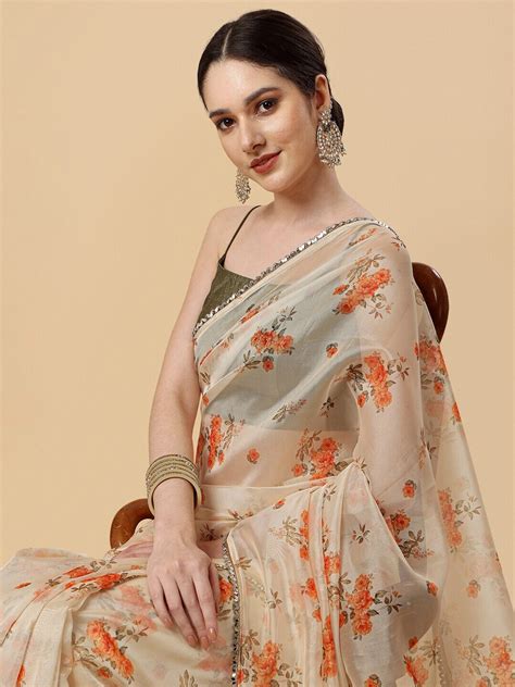 Sangria Floral Gotta Patti Organza Saree - Price History