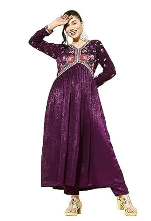 LYMI LABEL Kurta Set For Women - Wine Fancy Velvet Cording Zari ...