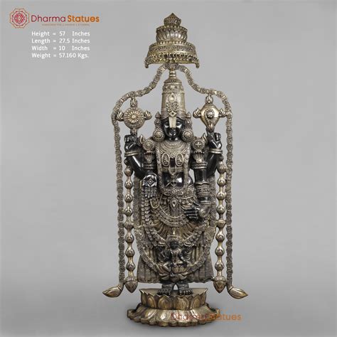 Brass Balaji Fine with Umbrella and Garland, Opulent Black and Smooth ...