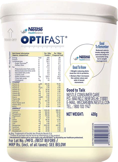 Buy NESTLE OPTIFAST SCIENTIFICALLY DESIGNED WEIGHT LOSS DIET, 400G PET ...
