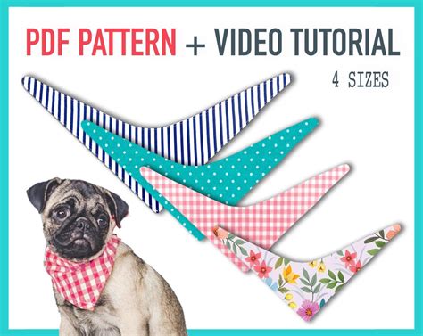 Dog Bandana Pattern + Tutorial Video Dog Bandana X4 Sizes - Pdf Sewing ...