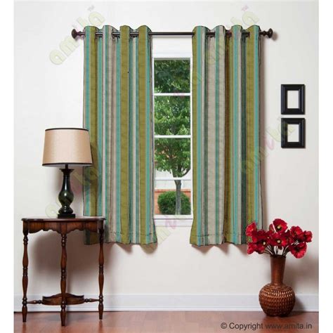 Green blue beige color vertical emb texture stripes poly main curtains ...
