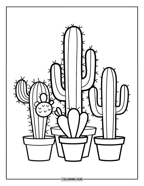 65+ Cactus Coloring Pages for Kids & Adults (Free Printable PDFs)