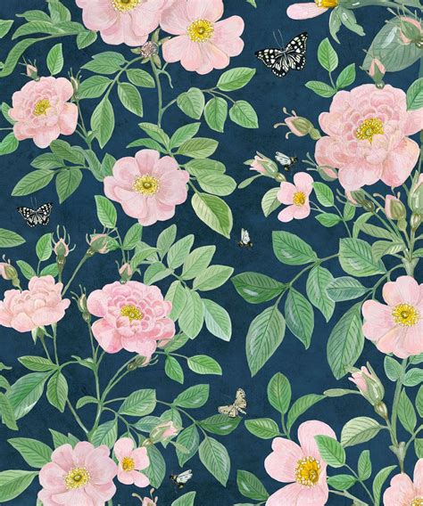 Green And Pink Wallpaper Floral