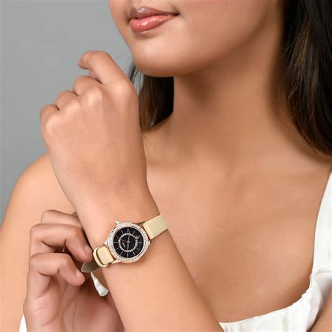 Voylla Gem Studded Black Dial Watch – VOYLLA