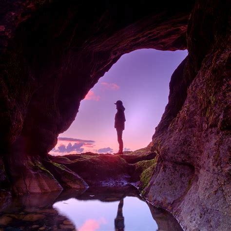 Download wallpaper 2780x2780 silhouette, cave, water, stones ...