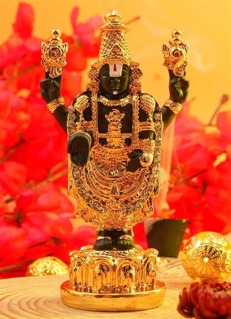 Balaji Gold Plated Marble idol Height 13cm with stones – Griiham