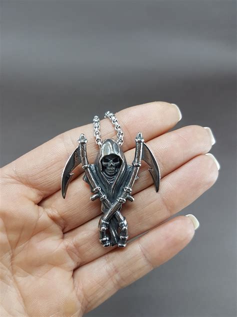 Death With a Scythes Pendant on Stain Less Steel Chain - Etsy